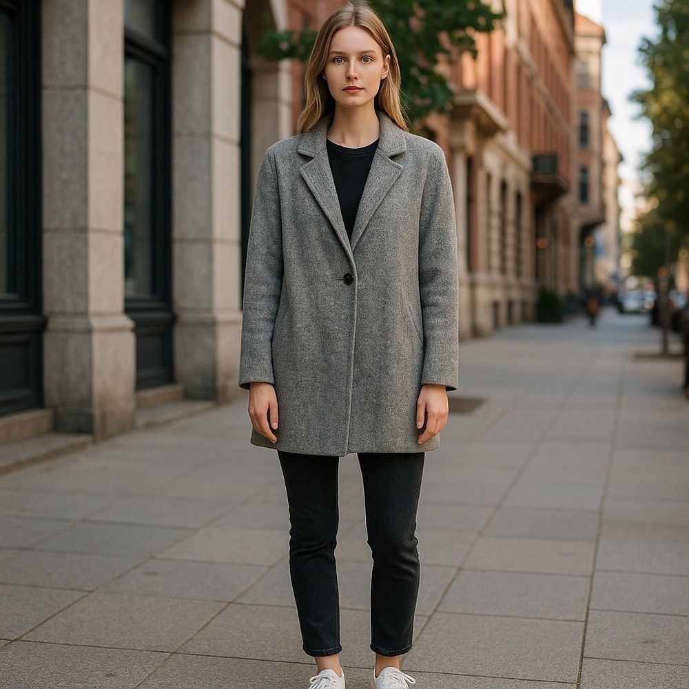 Rachel Zoe Gray coat  Wool-Blend Minimalist Design